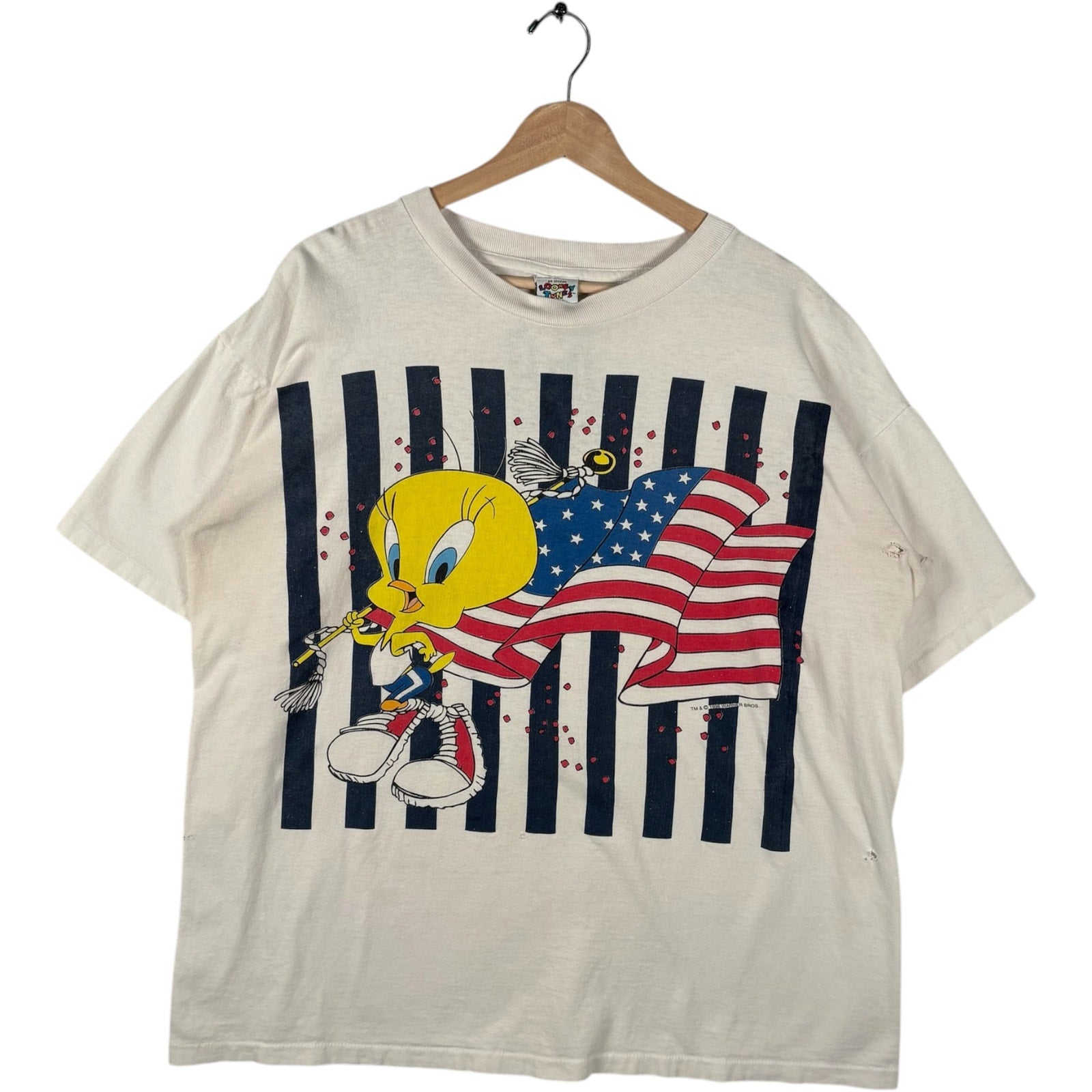 Vintage Looney Tunes Tweety Bird American Flag Tee