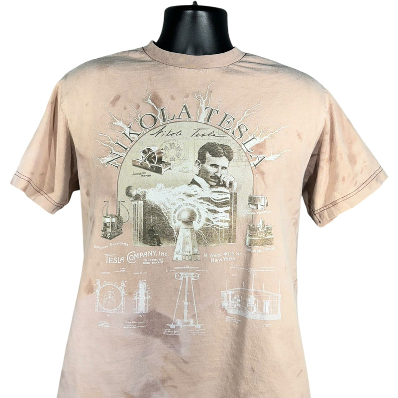 Vintage Nikola Tesla Inventions Bleached Tie Dye Tee