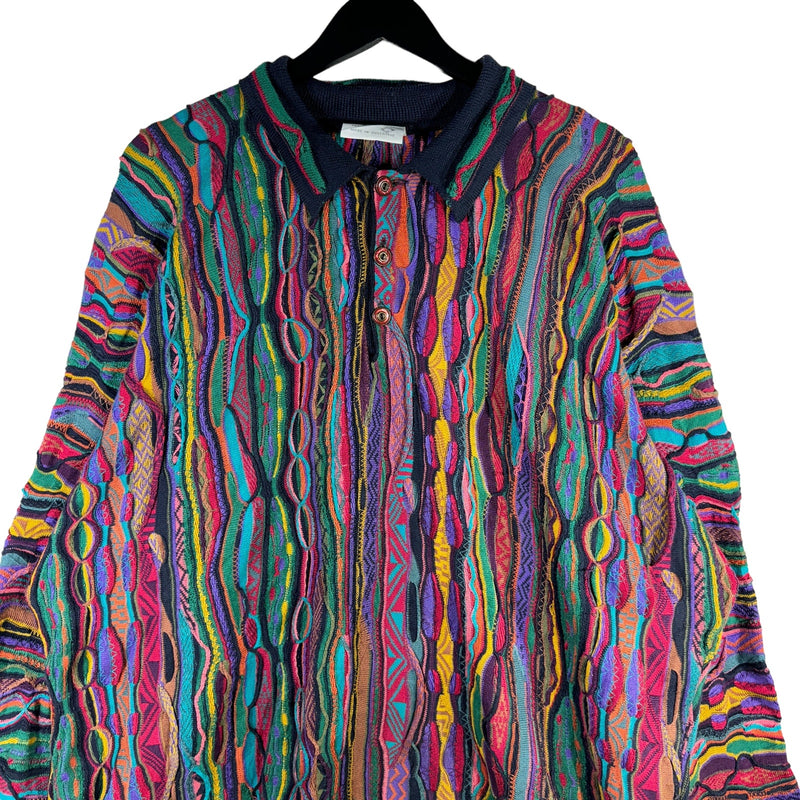 Vintage Coogi 3D Knit 1/4 Button Sweater