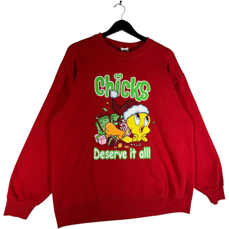 Vintage "Chicks Deserve It All" Tweety Bird Christmas Crewneck