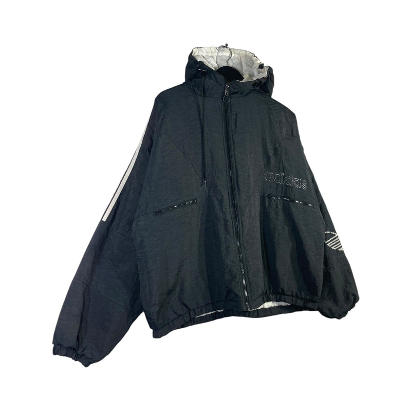 Vintage Adidas Trefoil 3-Stripes Hooded Windbreaker