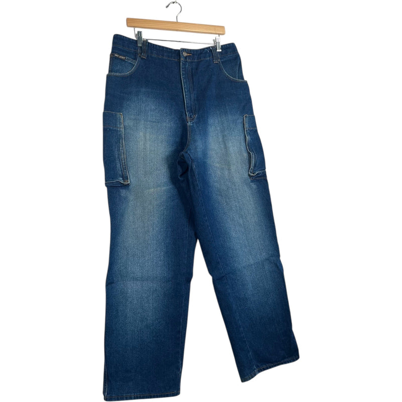 Vintage Mac Sport Denim Wide Leg Cargo Pants 36x31