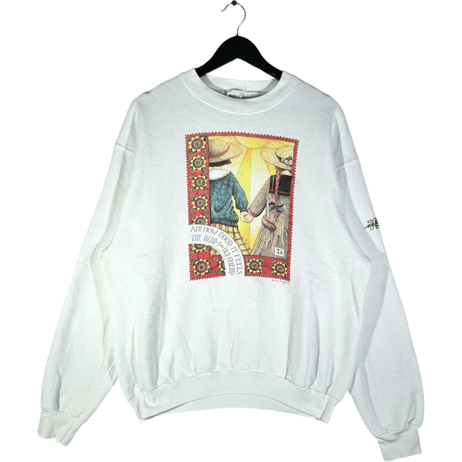 Vintage "The Hand Of An Old Friend" Art Crewneck