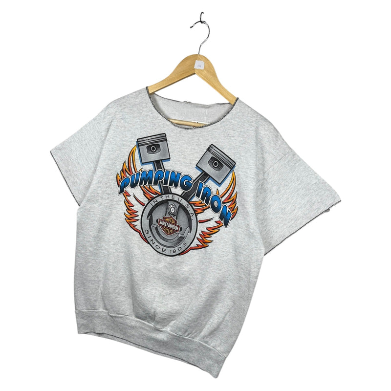 Vintage Harley Davidson Eagle Graphic Short Sleeve Sweatshirt
