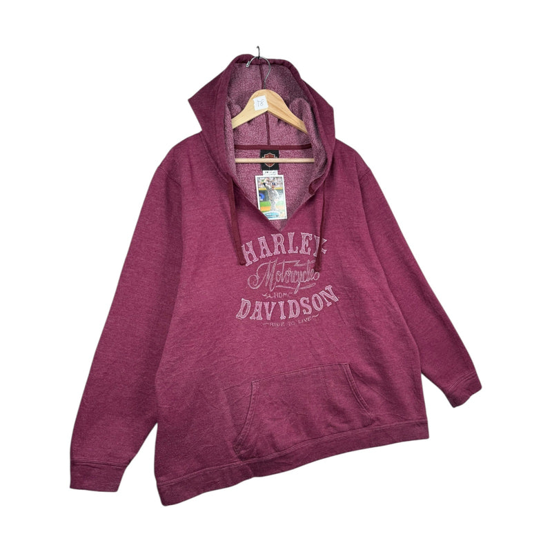 Vintage Harley Davidson Burgundy Winged Logo Hoodie