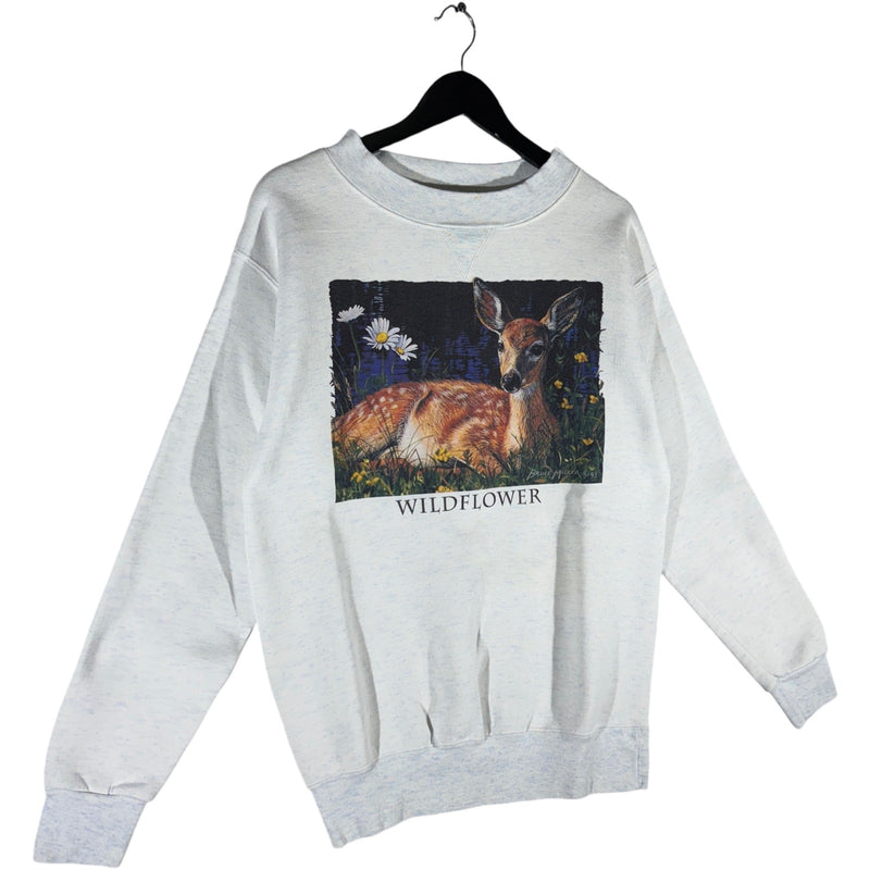 Vintage Wildflower Deer Nature Crewneck 90s