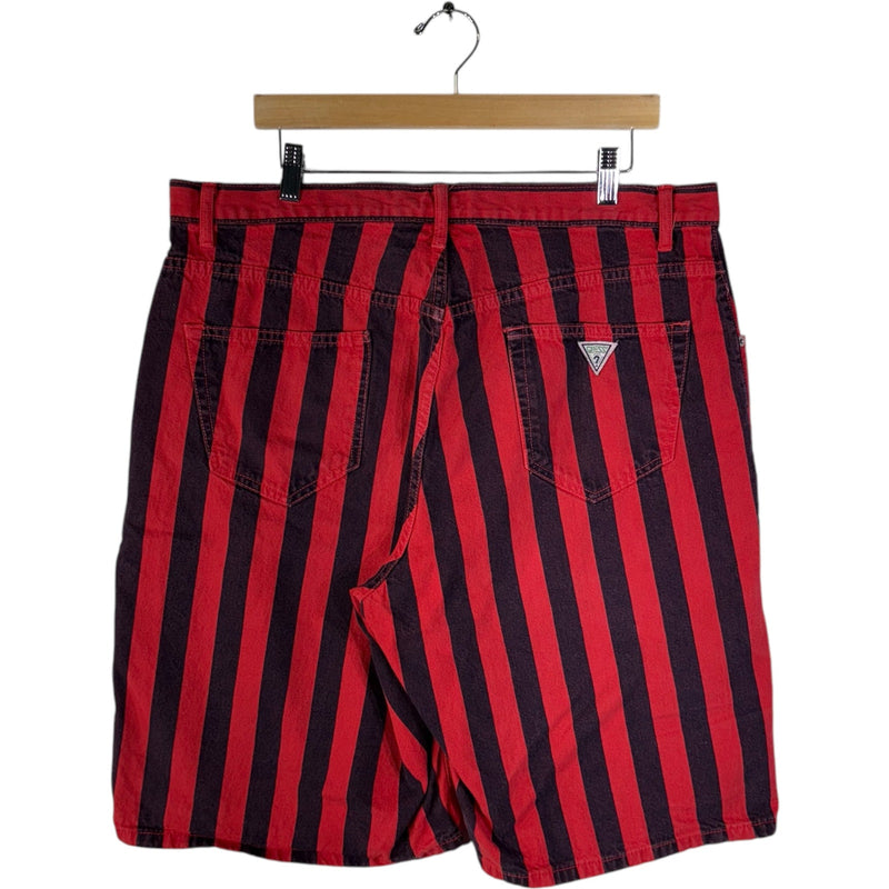Vintage Guess Striped Denim Shorts 38
