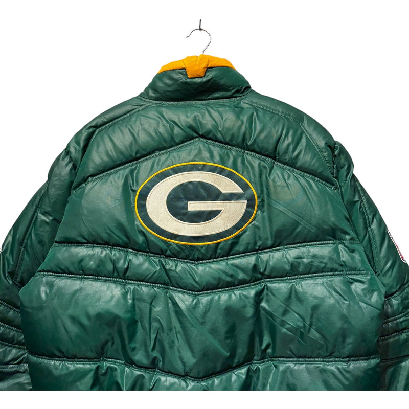 Vintage Reebok Green Bay Packers Spellout NFL Puffer Jacket