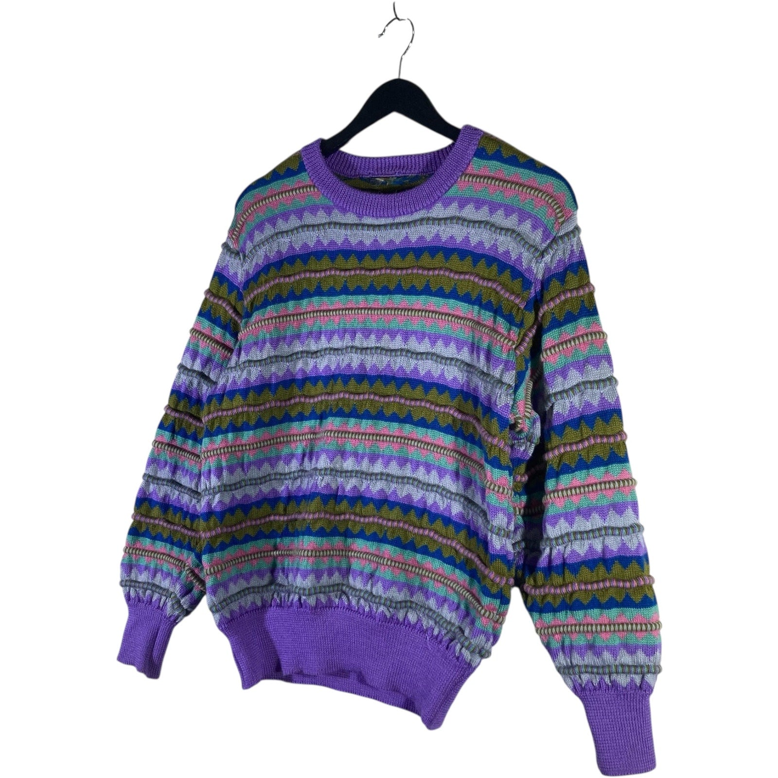 Vintage Abstract Striped 3D Knitted Sweater