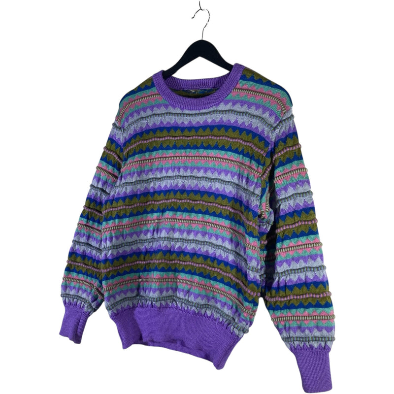 Vintage Abstract Striped 3D Knitted Sweater