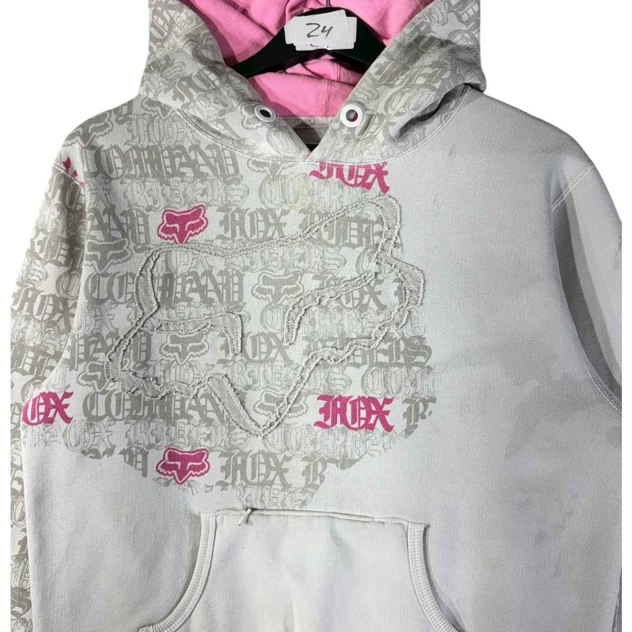 Vintage Fox Embroidered Logo Hoodie