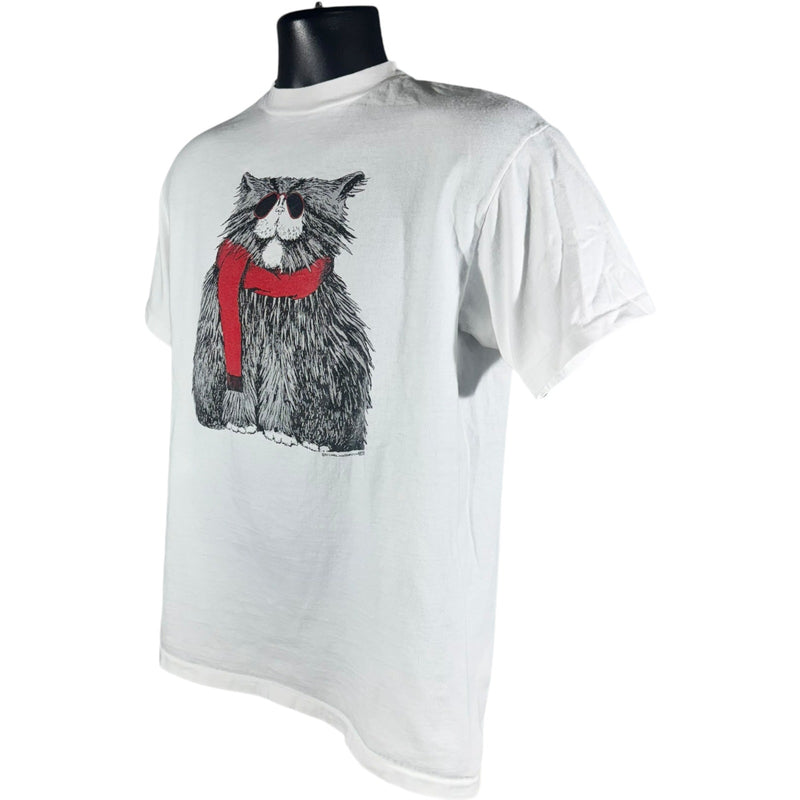 Vintage Cat In A Scarf Art Tee 80s