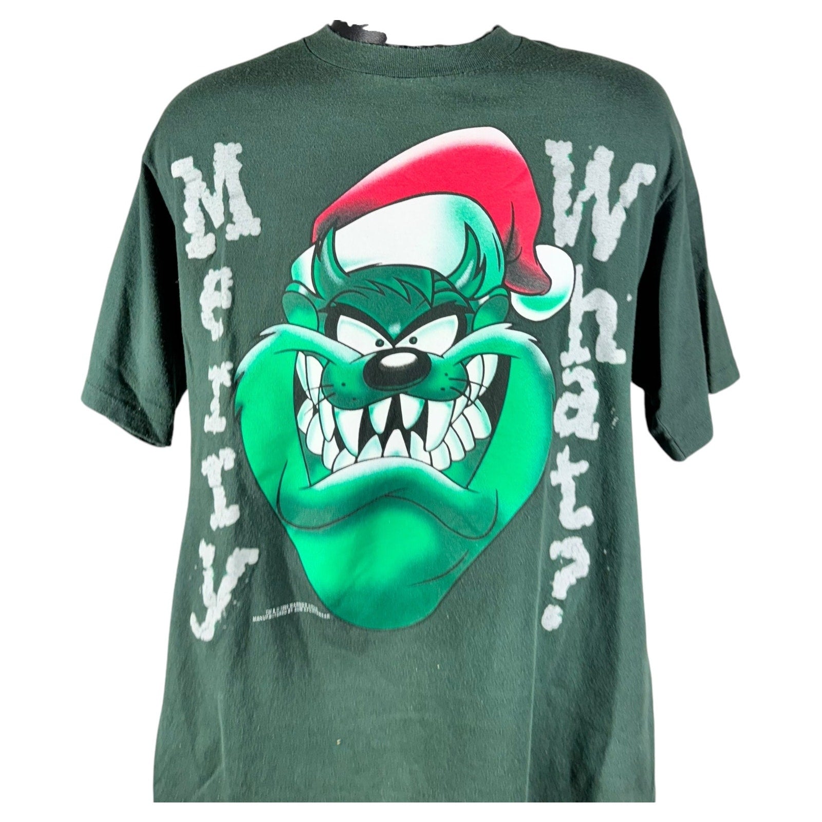 Vintage Looney Tunes Taz "Merry What" Christmas Tee 90s