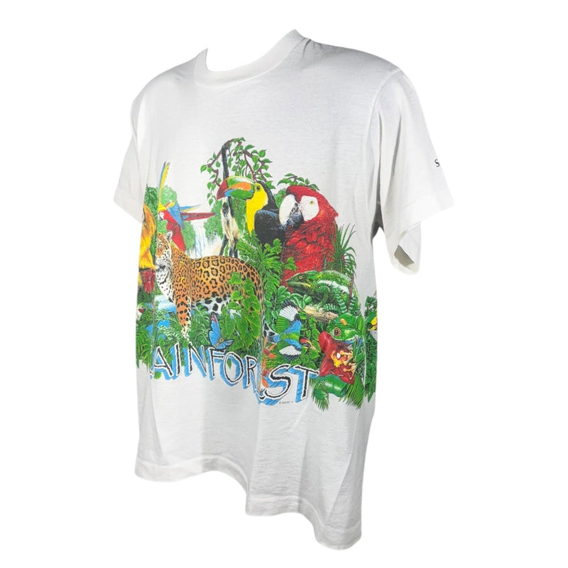 Vintage Rainforest Exotic Animals Wrap Around Nature Tee 90s