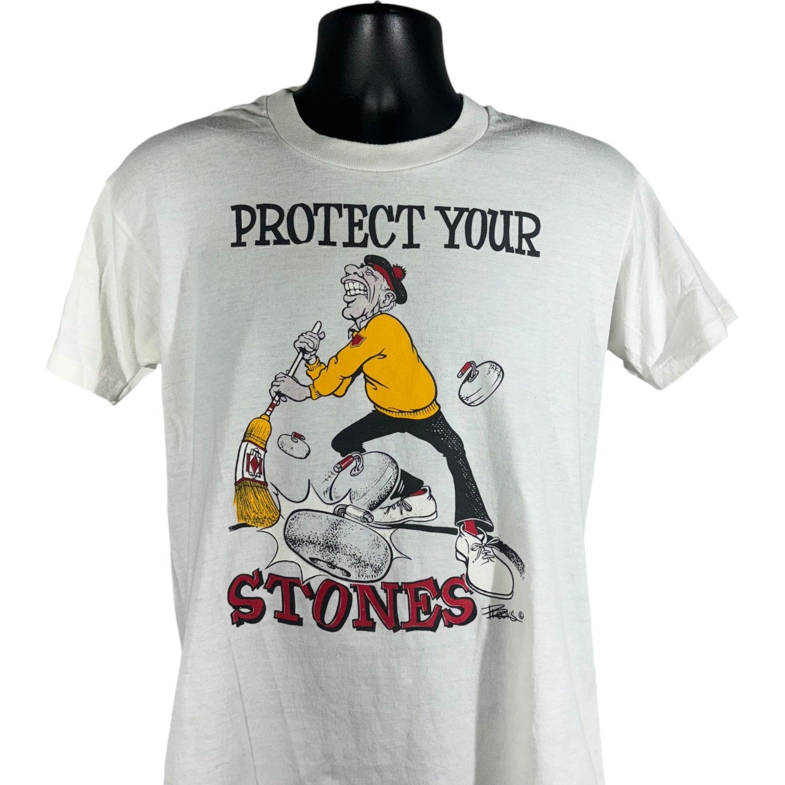 Vintage "Protect Your Stones" Curling Tee