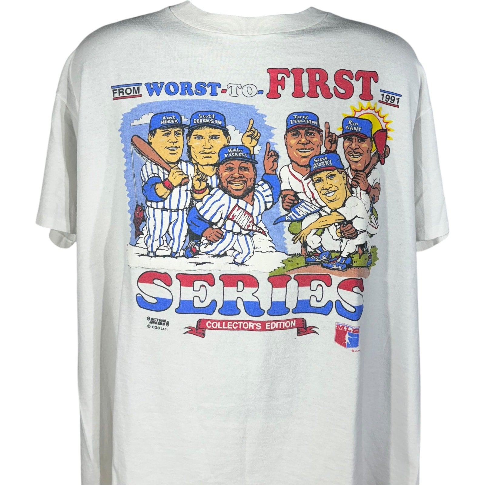 Vintage "Worst To First Series" Twins vs Braves Tee 1991