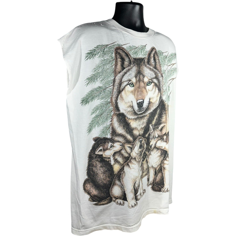 Vintage Wolf Pack Cut Off Tank Top