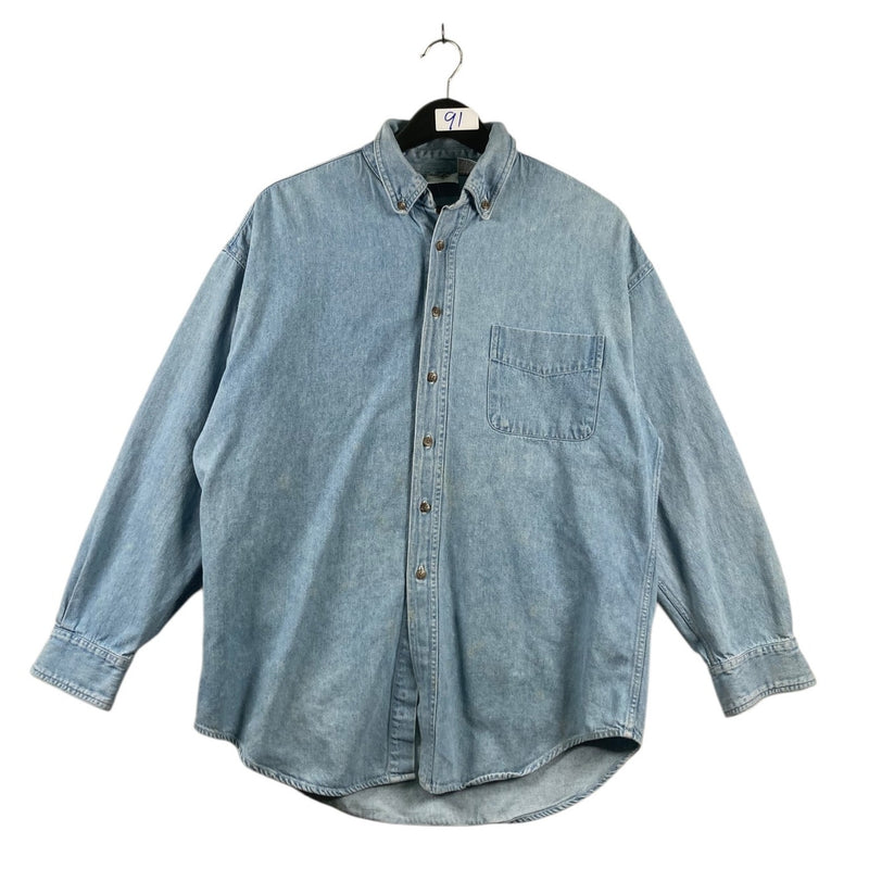 Vintage Looney Tunes Football Denim Long Sleeve Button Up