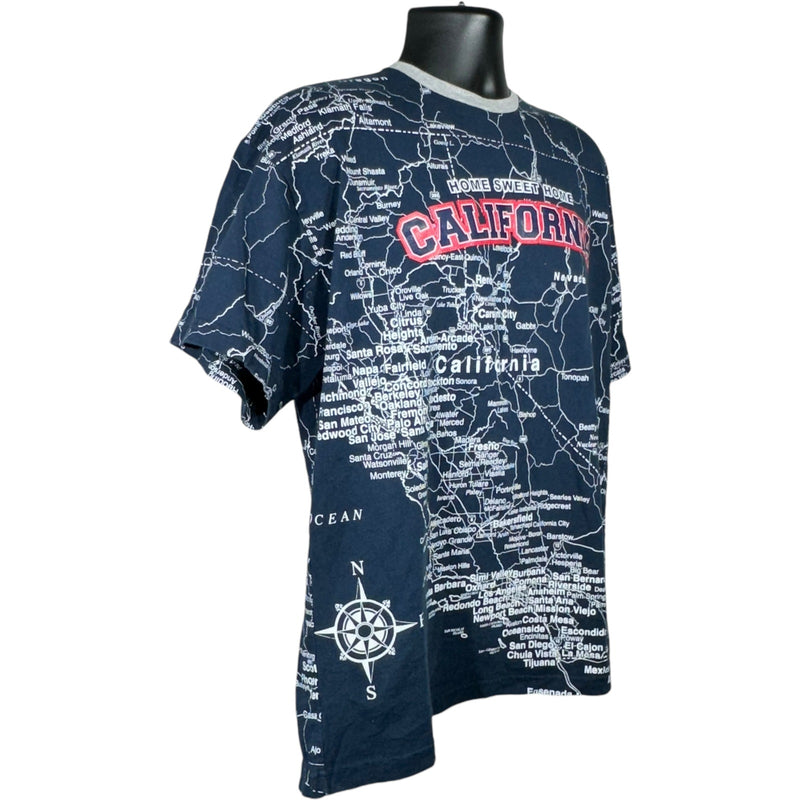 Vintage State Of California AOP Map Short Sleeve Tee