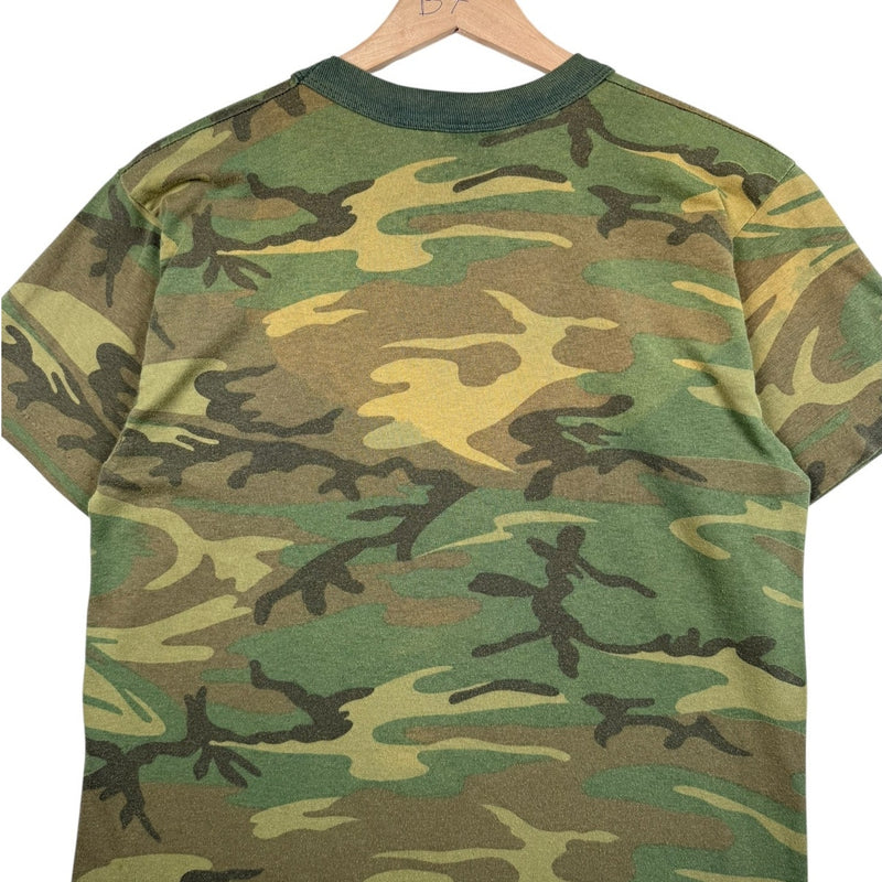 Vintage Rothco Woodland Camo Military T-Shirt