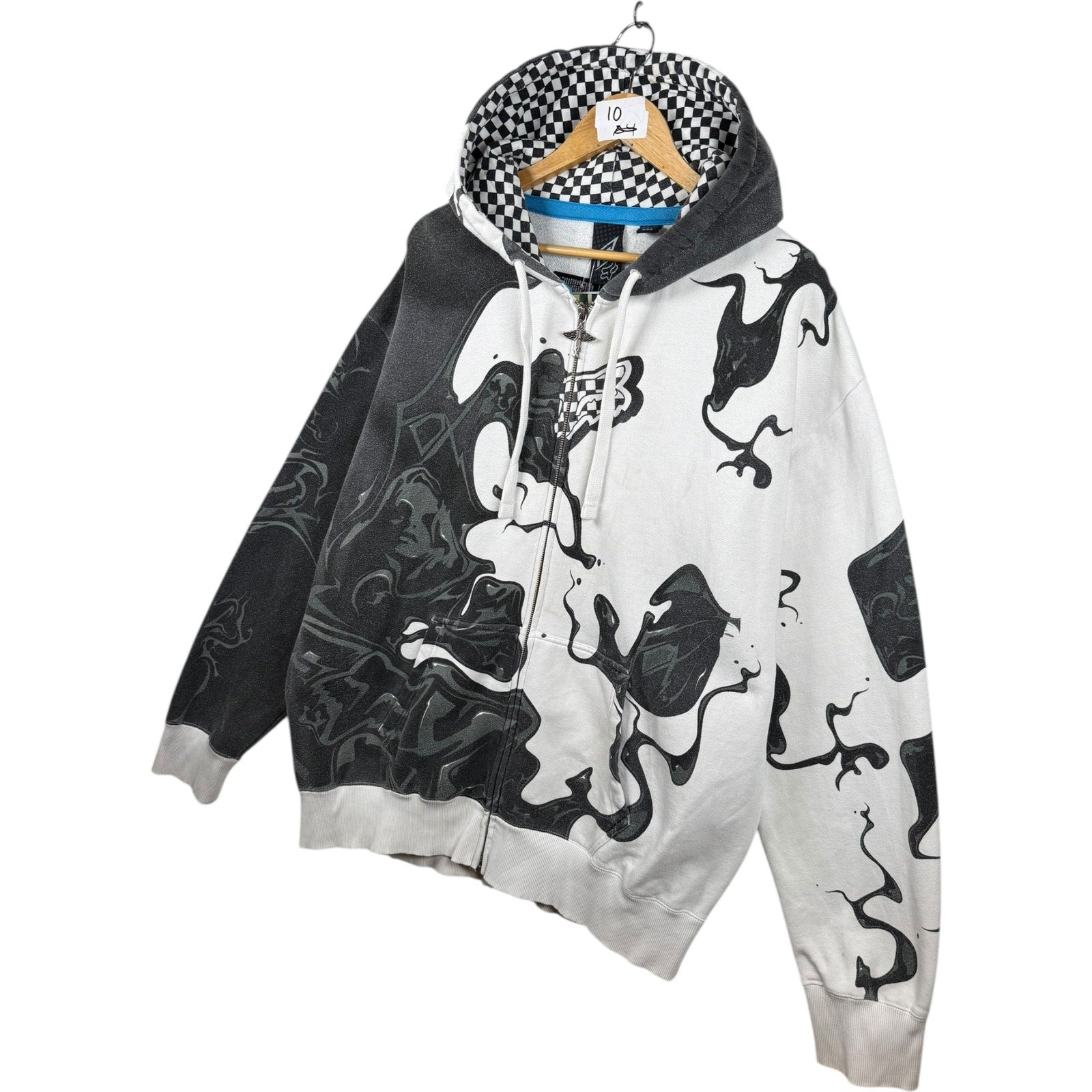 Vintage Split Abstract Graphic Full Zip Hoodie