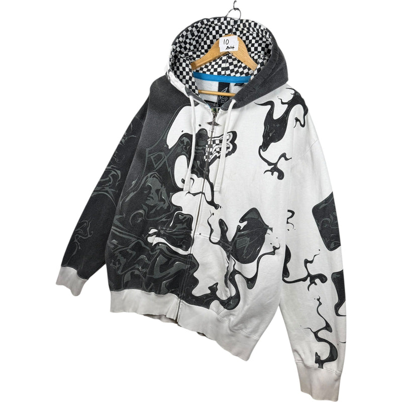 Vintage Split Abstract Graphic Full Zip Hoodie
