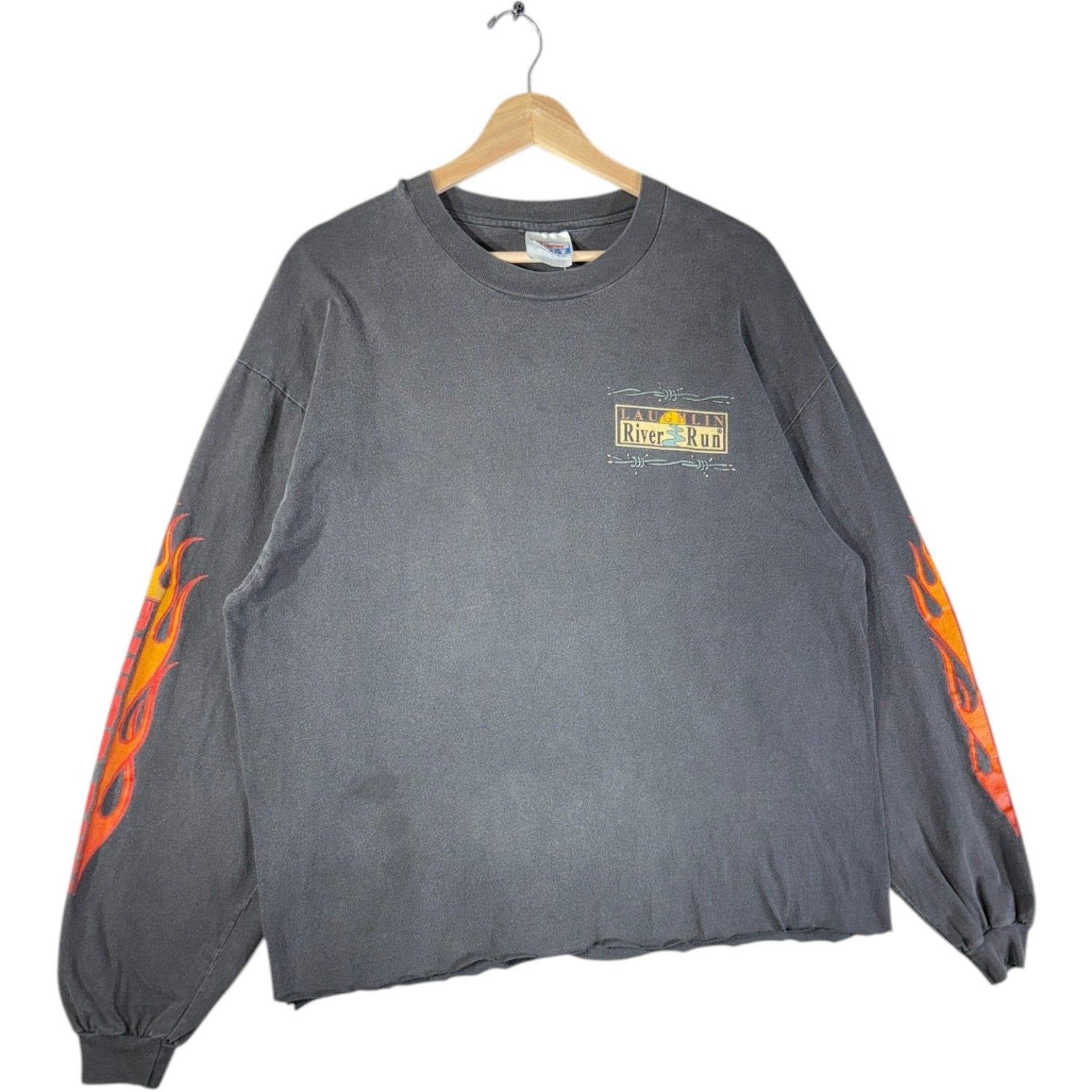 Vintage Laughlin River Run Biker Flames Long Sleeve T-Shirt