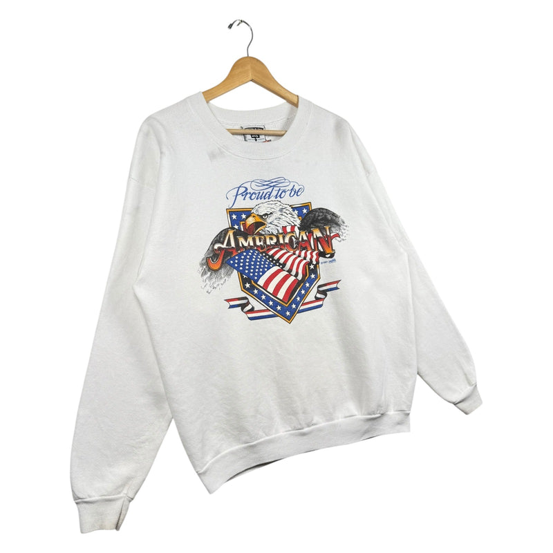 Vintage Lee Proud To Be American Eagle USA Flag Graphic Sweatshirt