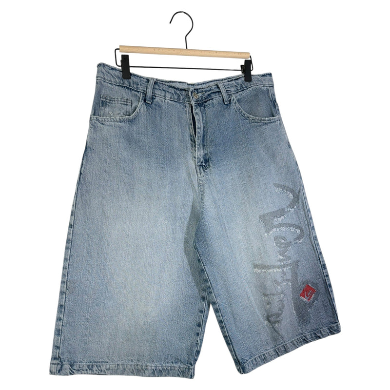 Vintage Straight Leg Printed Bermuda Denim Shorts