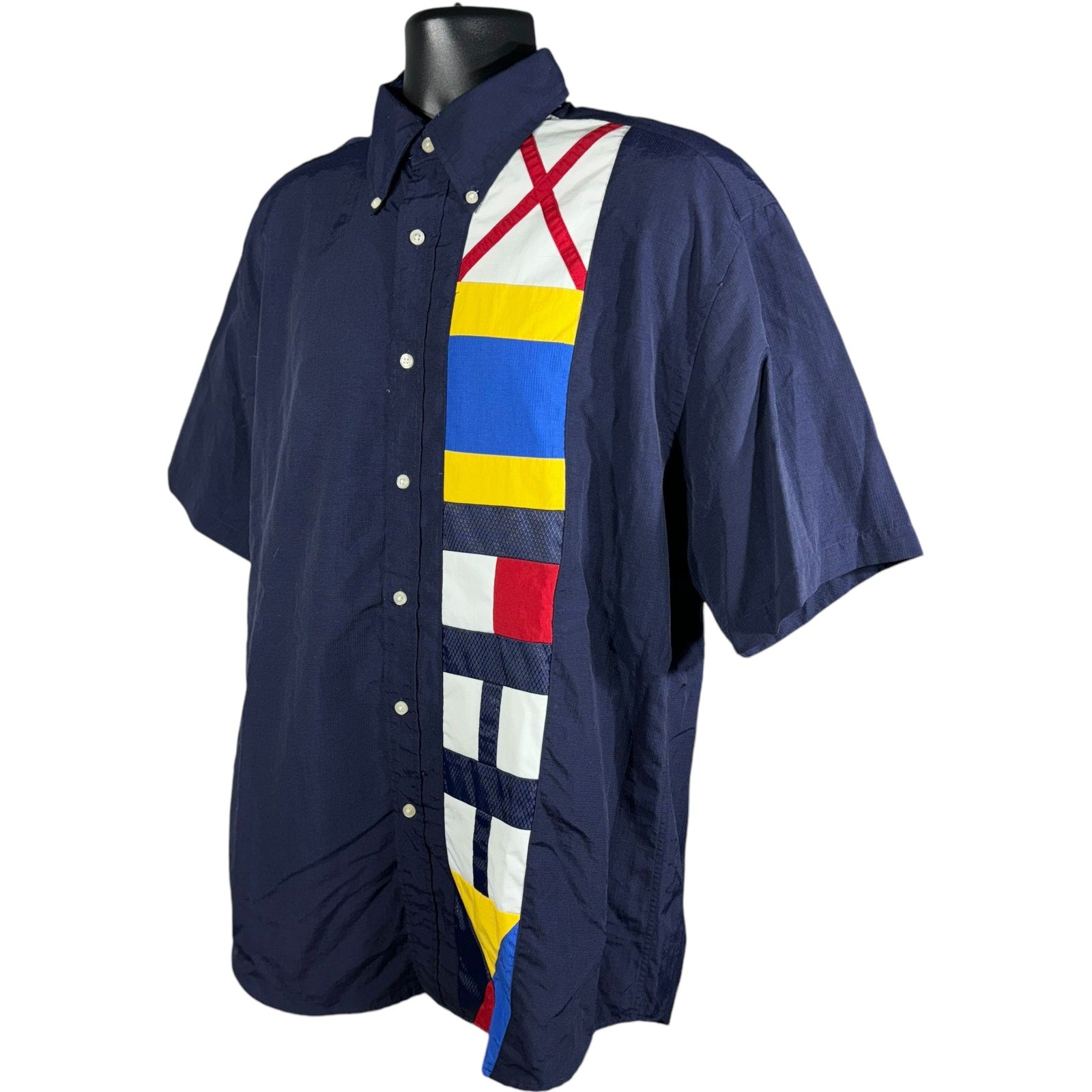 Vintage Tommy Hilfiger Nautical Flags Short Sleeve Button Up