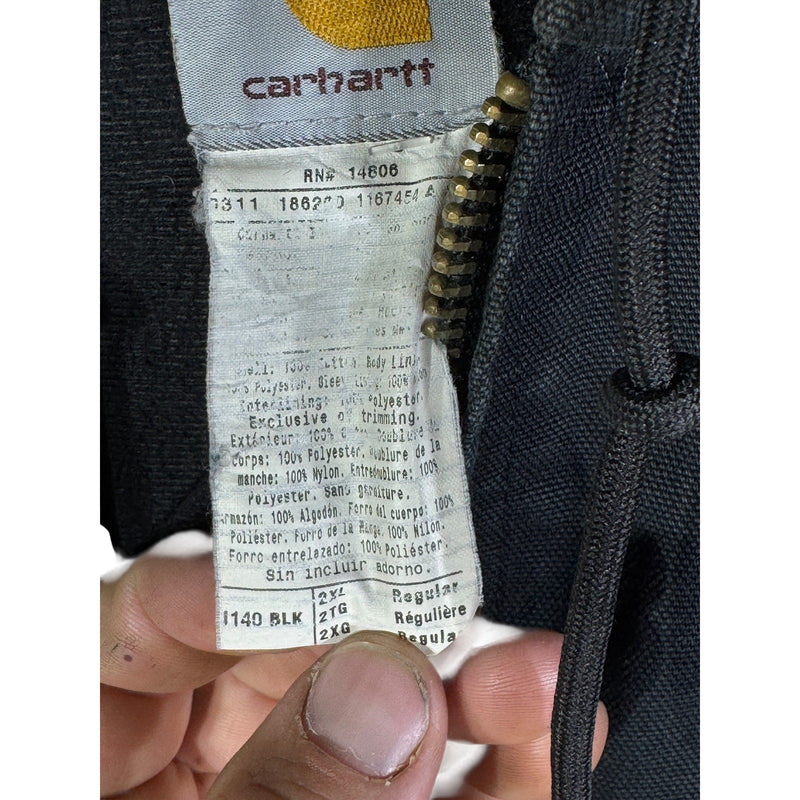 Vintage Carhartt Canvas Hooded Full Zip Quilted Workwear Jacket