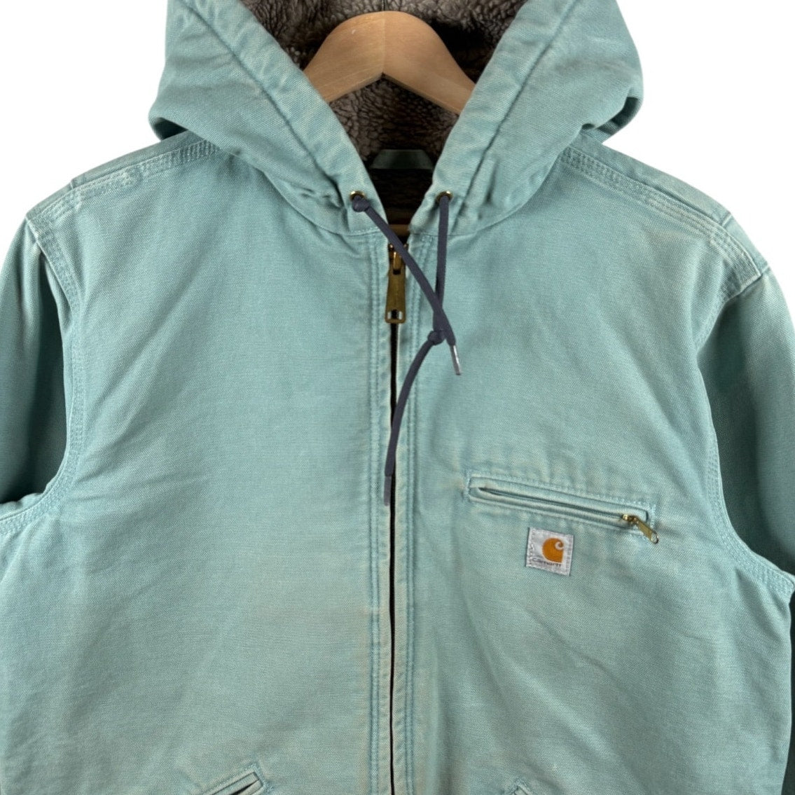 Vintage Carhartt Sherpa Lined Full Zip Hooded Workwear Jacket