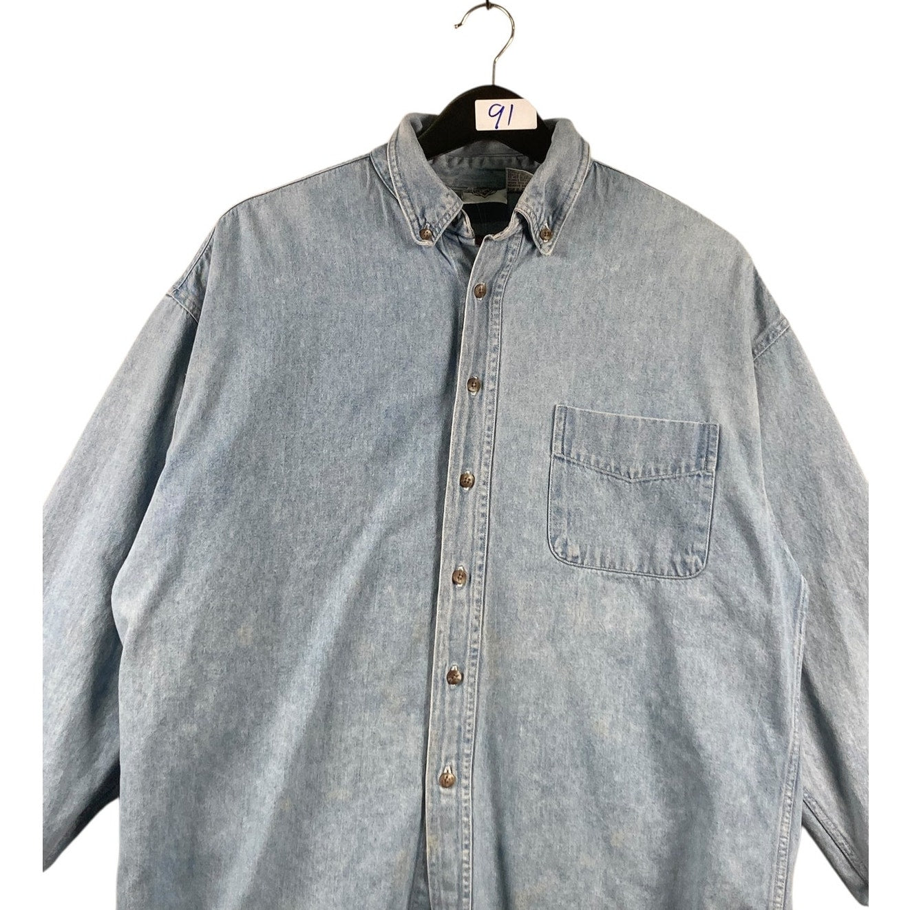 Vintage Looney Tunes Football Denim Long Sleeve Button Up