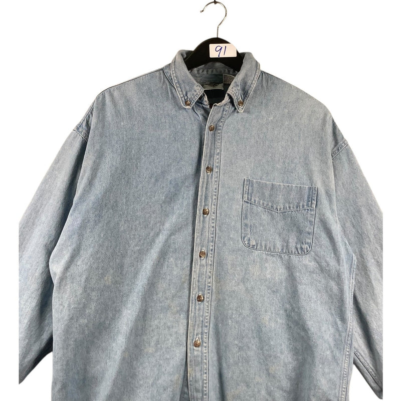 Vintage Looney Tunes Football Denim Long Sleeve Button Up