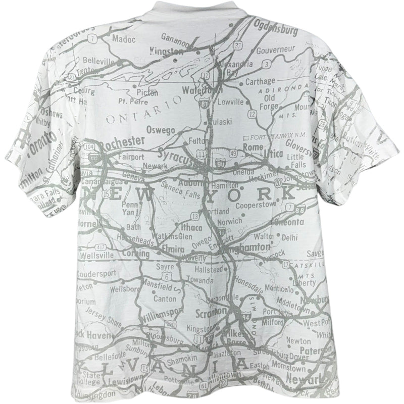 Vintage "NEW YORK" State Map AOP Souvenir Tee 90s