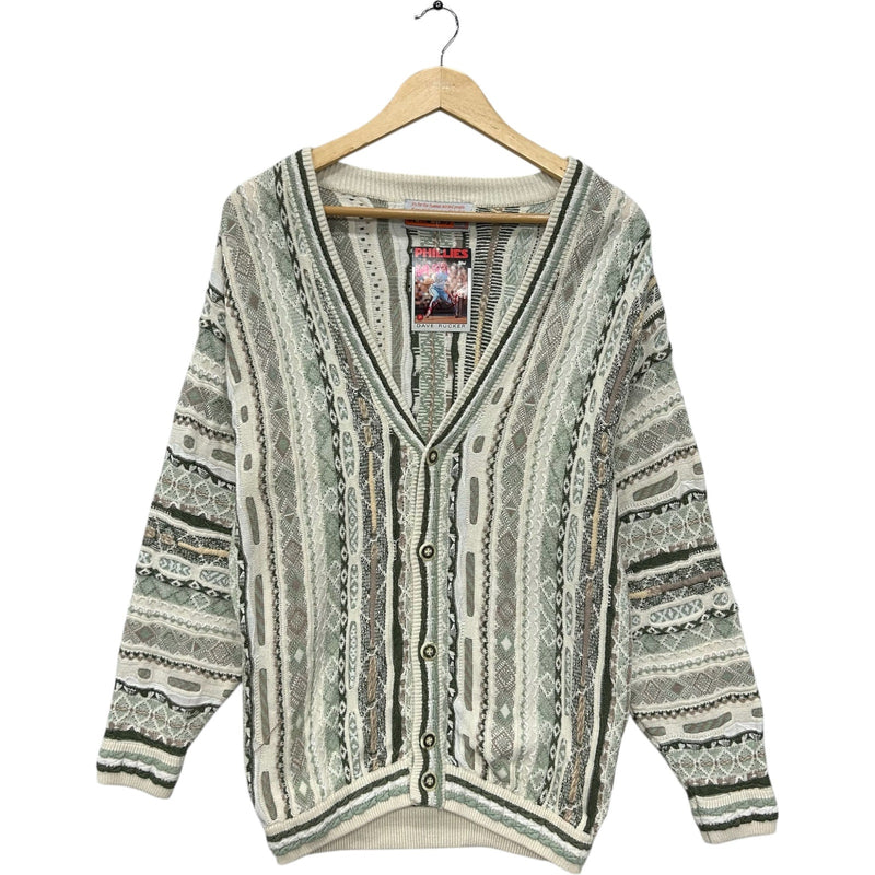 Vintage 3D Textured Patterned Knit Button Down Cardigan Sweater