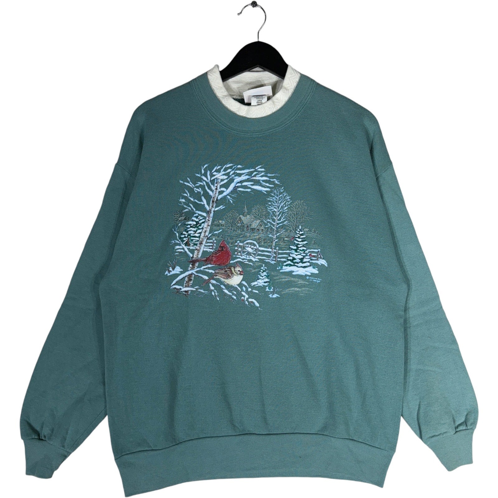 Vintage Winter Forest Cardinals Nature Crewneck