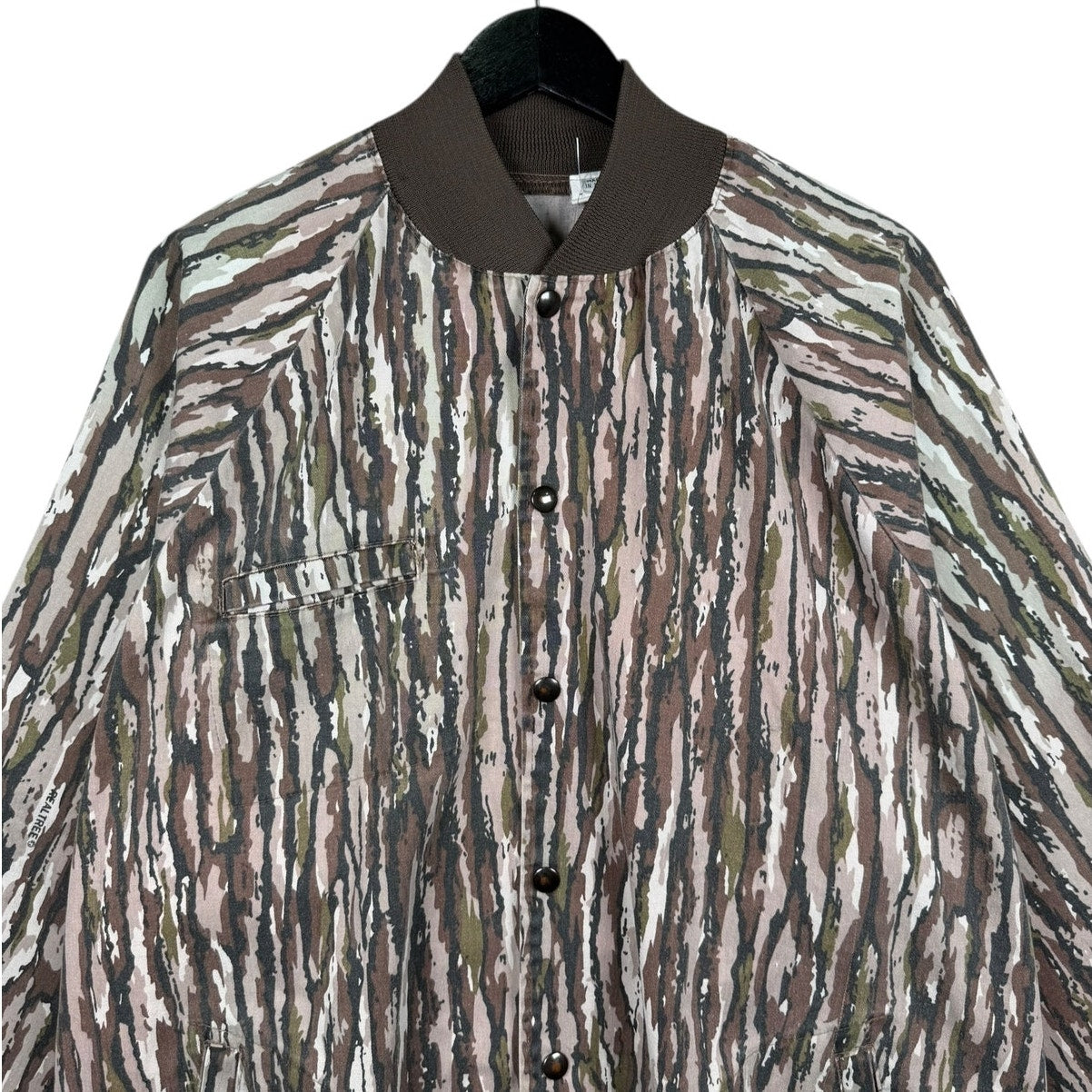 Vintage Tree Bark Camo Bomber Jacket