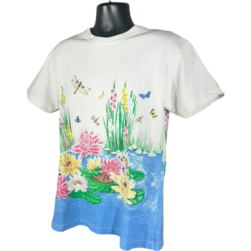 Vintage Water Color Pond Nature AOP Tee 90s