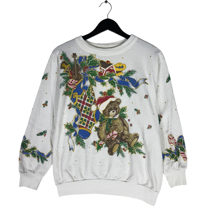 Vintage Christmas Teddy Bear Gifts Crewneck