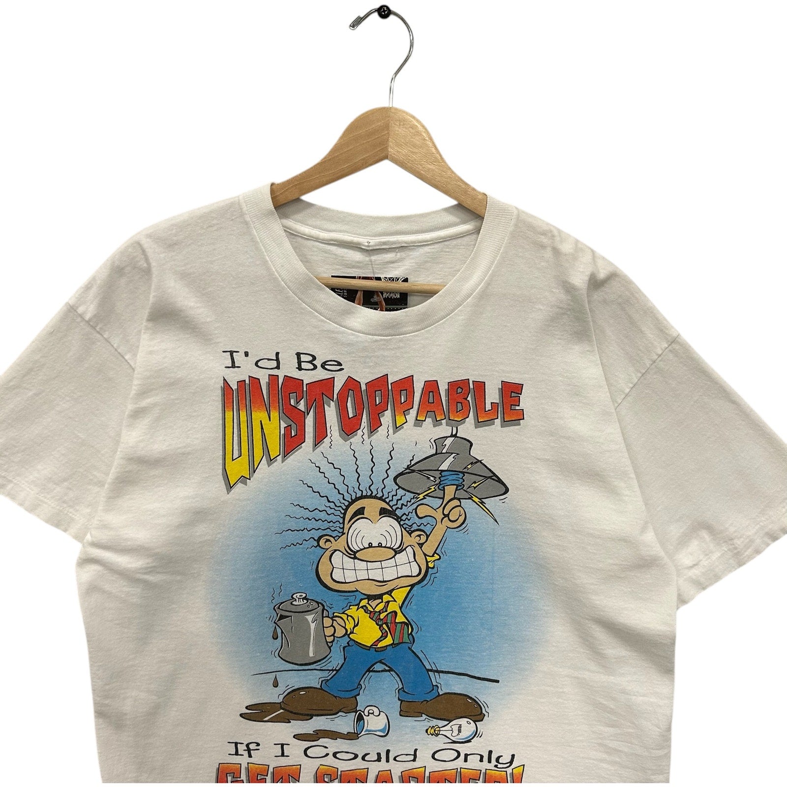 Vintage "I'd Be Unstoppable If I Could Only..." Cartoon Humor Tee