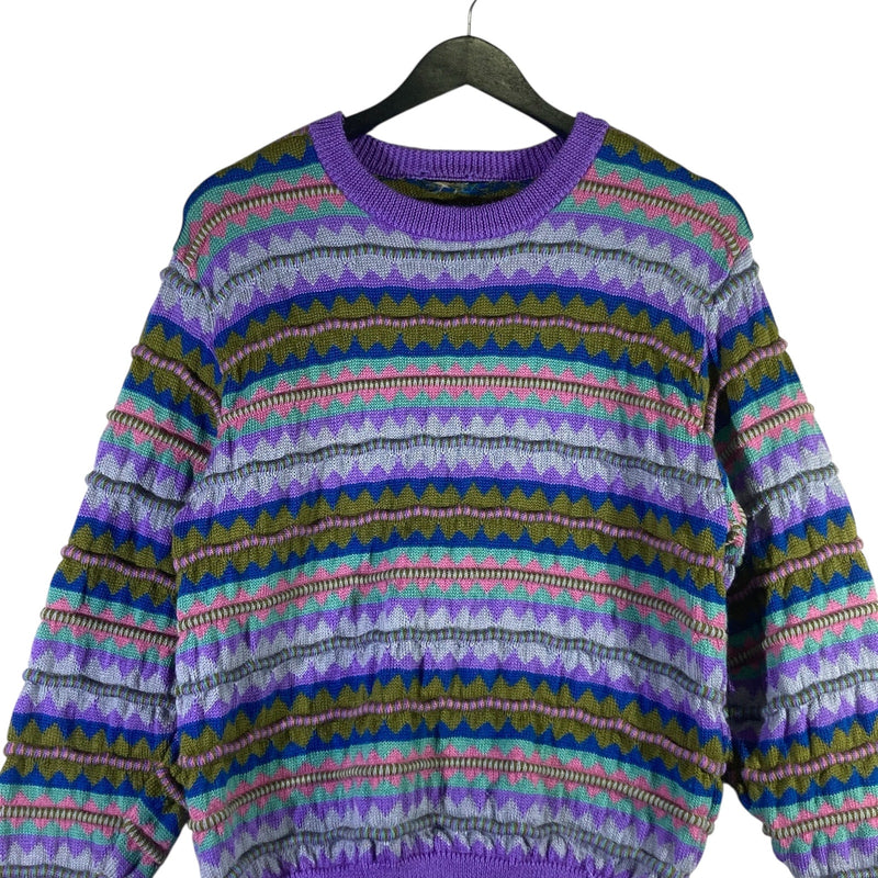 Vintage Abstract Striped 3D Knitted Sweater