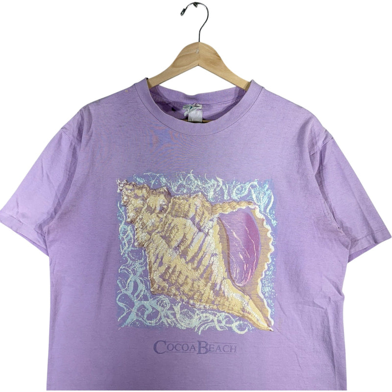 Vintage Cocoa Beach Conch Shell Art Souvenir Tee