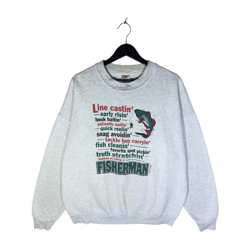 Vintage Hooked on Being a Fisherman Graphic Crewneck