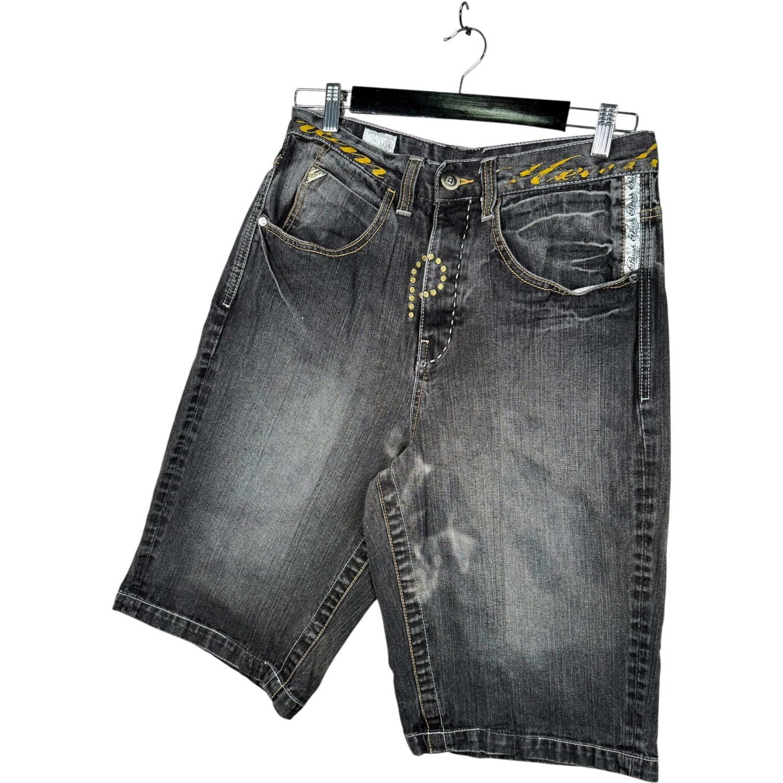 Vintage Parish Embroidered Straight Bermuda Jean Shorts 38