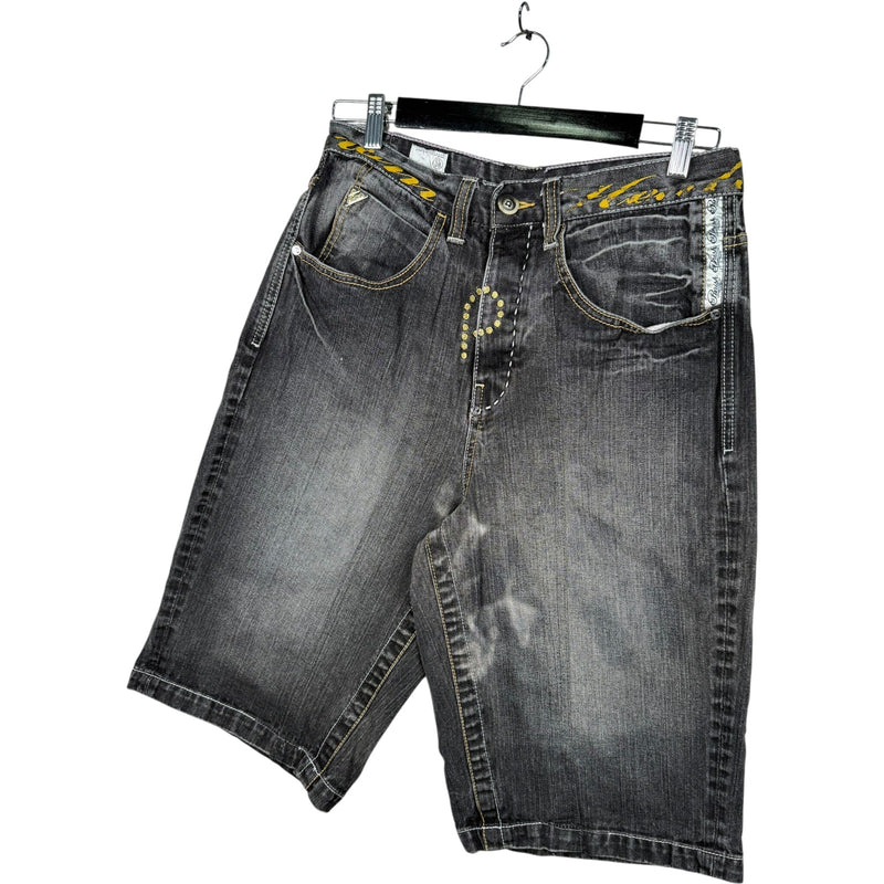 Vintage Parish Embroidered Straight Bermuda Jean Shorts 38