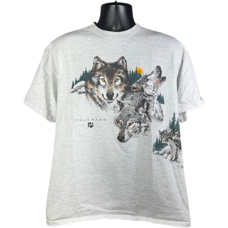 Vintage Colorado Wolves Wrap Around Souvenir Tee 90s