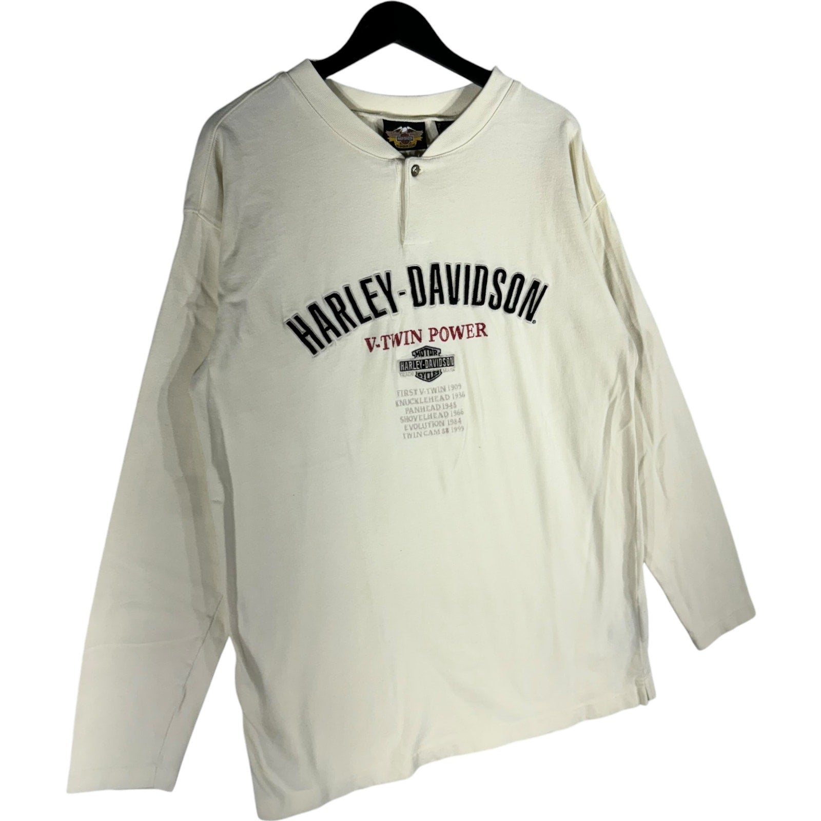 Vintage Harley Davidson V-Twin Power Henley Crewneck