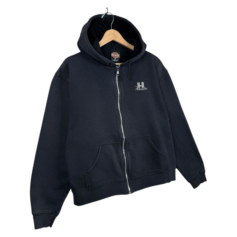Vintage Harley Davidson H-D Embroidered Zip Up Hoodie