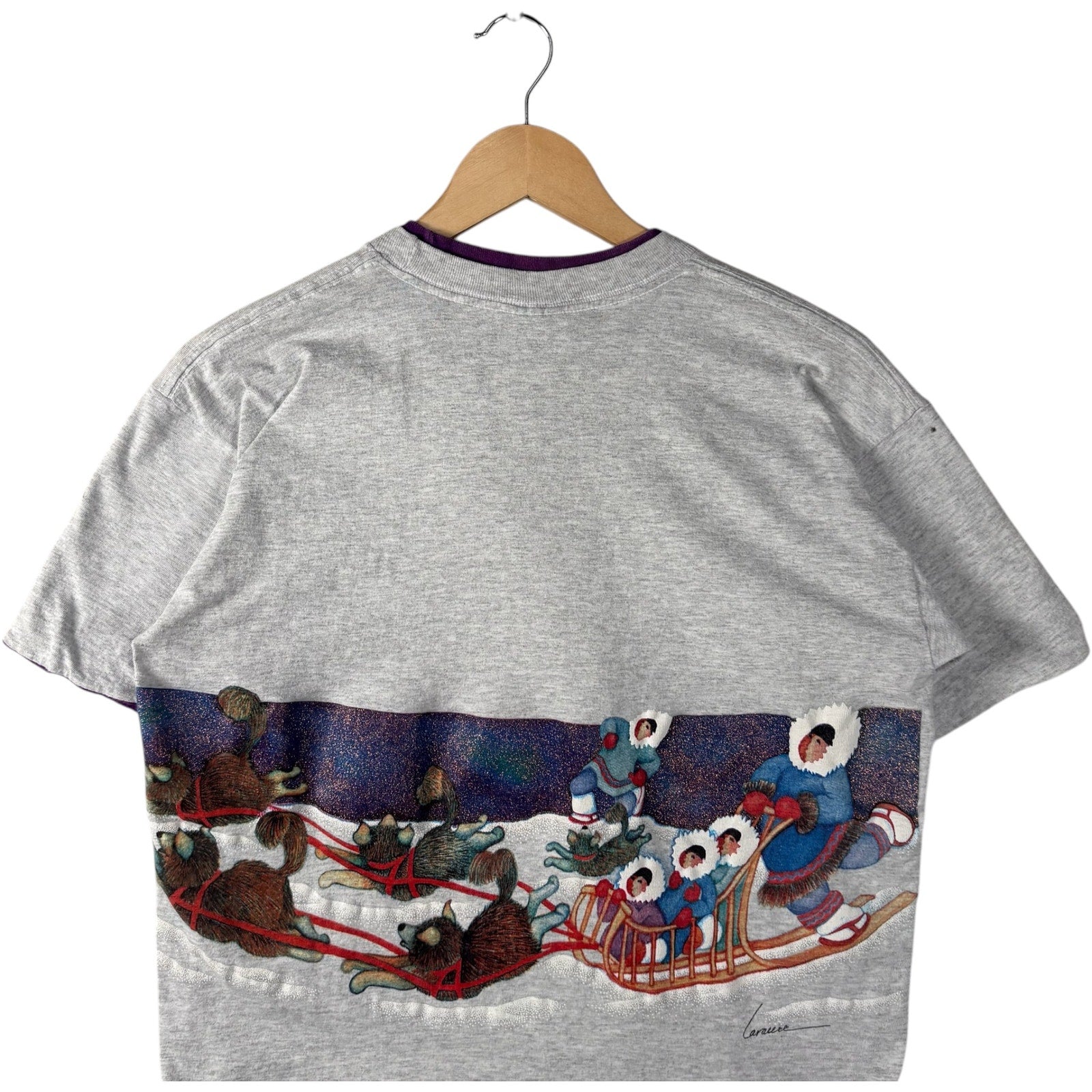 Vintage Alsaka Dog Sled Wrap Around Souvenir Tee